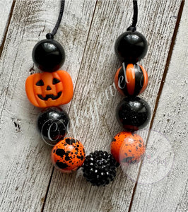 Pumpkin Bubblegum Necklace with Silicone Focal Bead