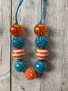 Blue and Orange Bubblegum Necklace