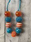 Blue and Orange Bubblegum Necklace