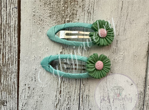 Green Daisy Barrettes - RTS