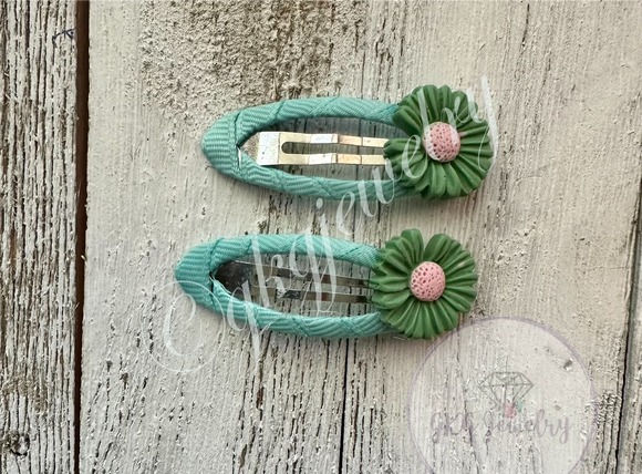 Green Daisy Barrettes - RTS