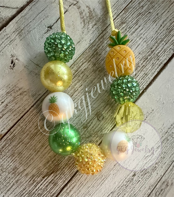 Pineapple Focal Bead Bubblegum Necklace
