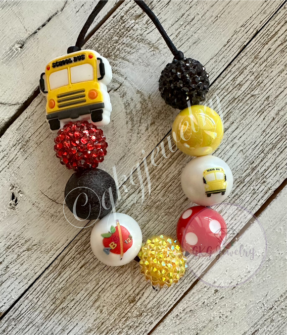 School Bus Focal Bead Bubblegum Necklace