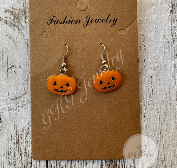 Smiling Pumpkin Earrings - RTS