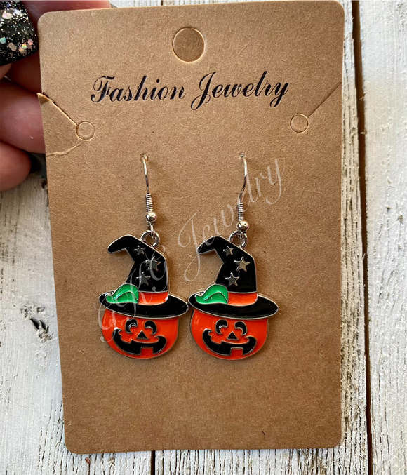 Pumpkin Witch Earrings - RTS